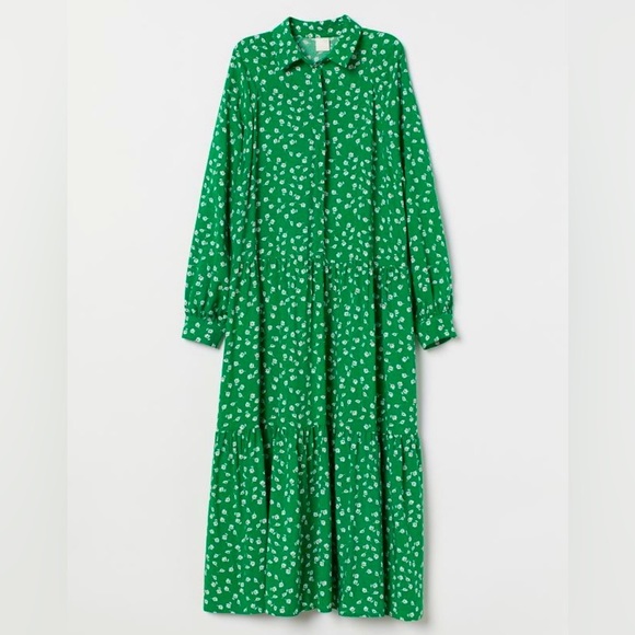 H&M Dresses & Skirts - H&M Floral Long Sleeve Oversized Midi Length Dress Size Small
